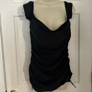 Tankini Black size XXL 2 piece off shoulder & full bottoms fits 14-16